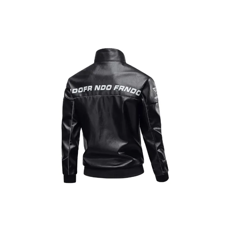 Casual Loose Print Leather Jacket-7