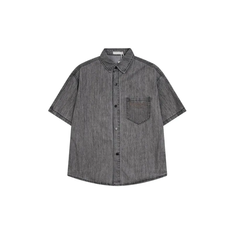 Loose Denim Short Sleeved Shirt-4