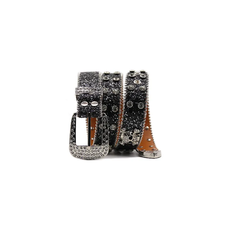 Personality Fashion Hip-Hop Punk Rhinestone Skull Wide Belt Personality Fashion Hip-Hop Punk Rhinestone Skull Wide Belt