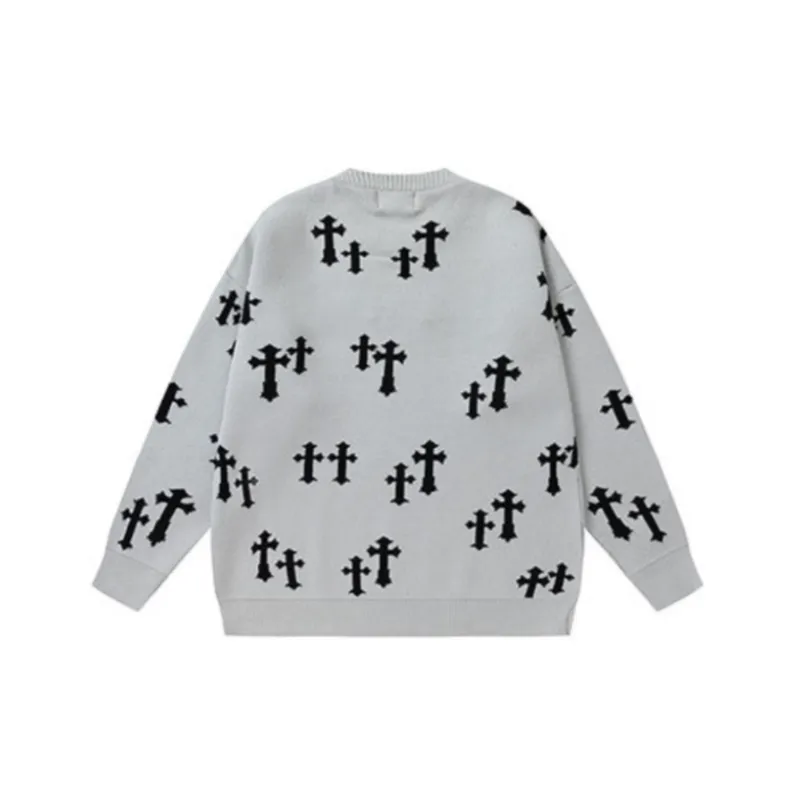 Original Jacquard New Style Retro Loose Lazy Bf Style Round Neck Sweater-1