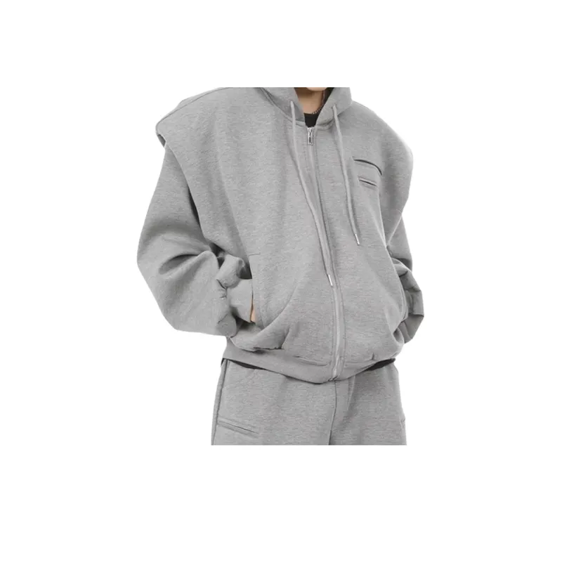 Japanese Style Retro Spring And Autumn Design Sense Jacket Trendy Brand High end Sense Padded Shoulder Cardigan Hooded Sweater Loose Couple Jacket-1