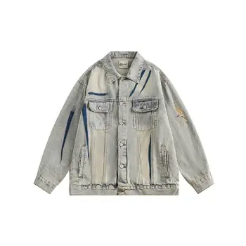 Vintage Distressed Ripped Denim Jacket