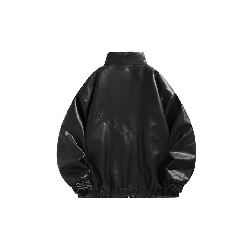 Retro Simple PU Jacket Women-1