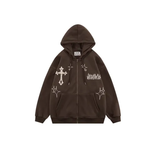 Cross Embroidered Zipper Hoodie