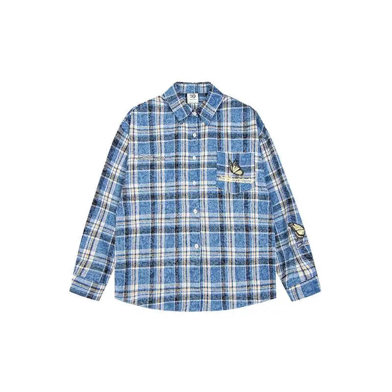 Distress Embroidery Cotton Blended Fabric Shirt