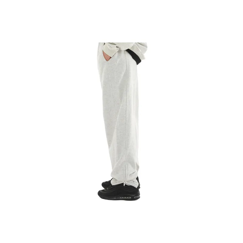 'Casual Basic Straight Loose Loose Mouth Drawstring Leg Side Zipper Sweatpants '-20