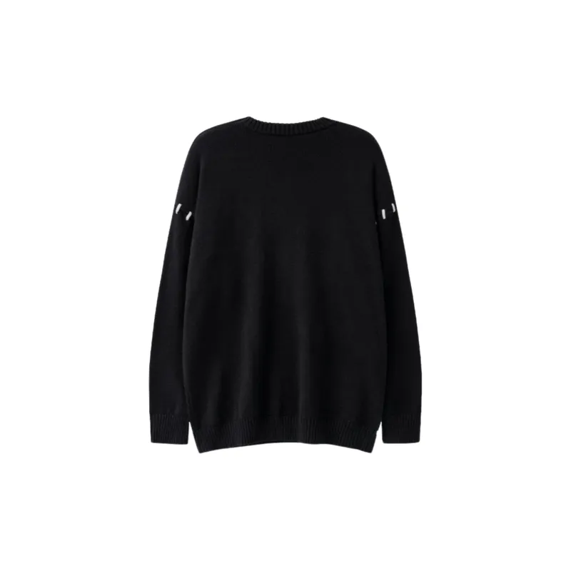 High Street Lightning Embroidered Tassel Knitwear Contrast Color Wear Rope Tide Loose Sweater-1