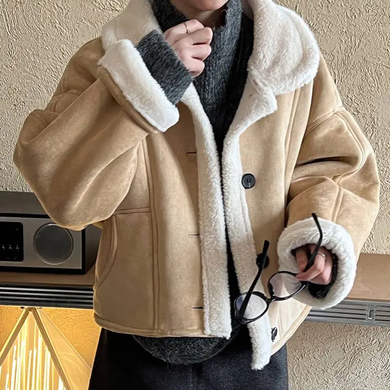Fashionable Loose Suede Fabric Jacket-7