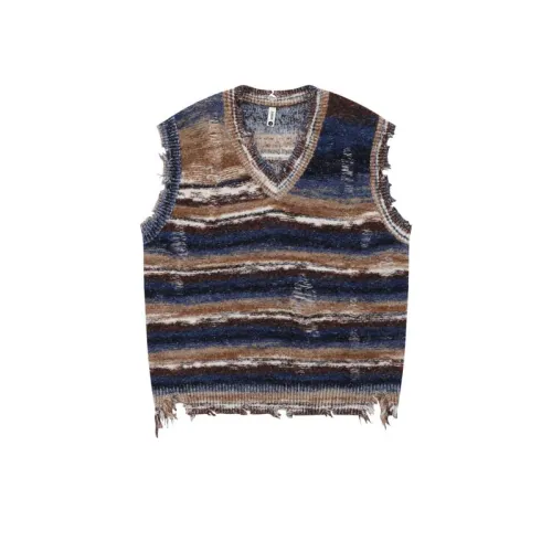 Colored Striped Sleeveless Knitted Vest