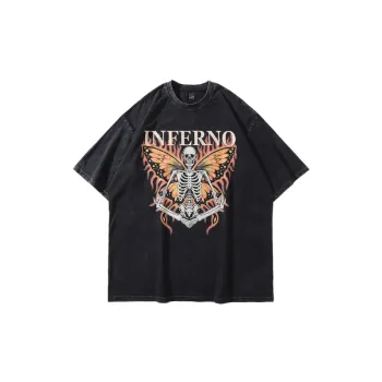 Hip Hop Retro Skull Print Short Sleeved T Shirt