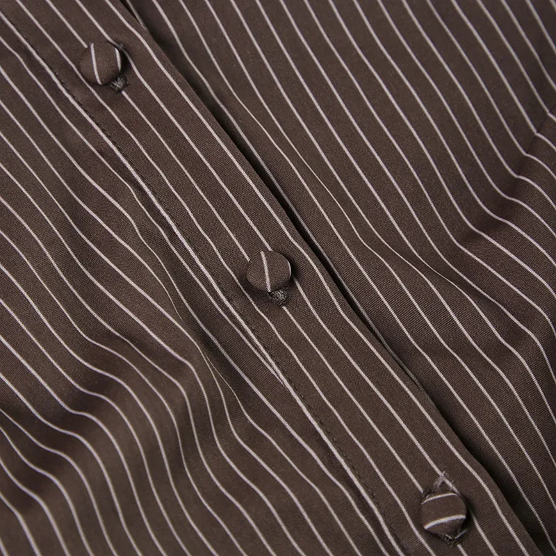 Casual Striped Woven Shirt Women-5