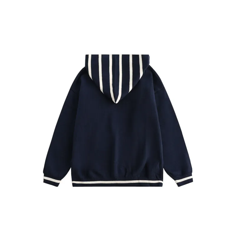 Retro Contrast Color Fake Two piece Loose Crewneck Knitted Sweater-1
