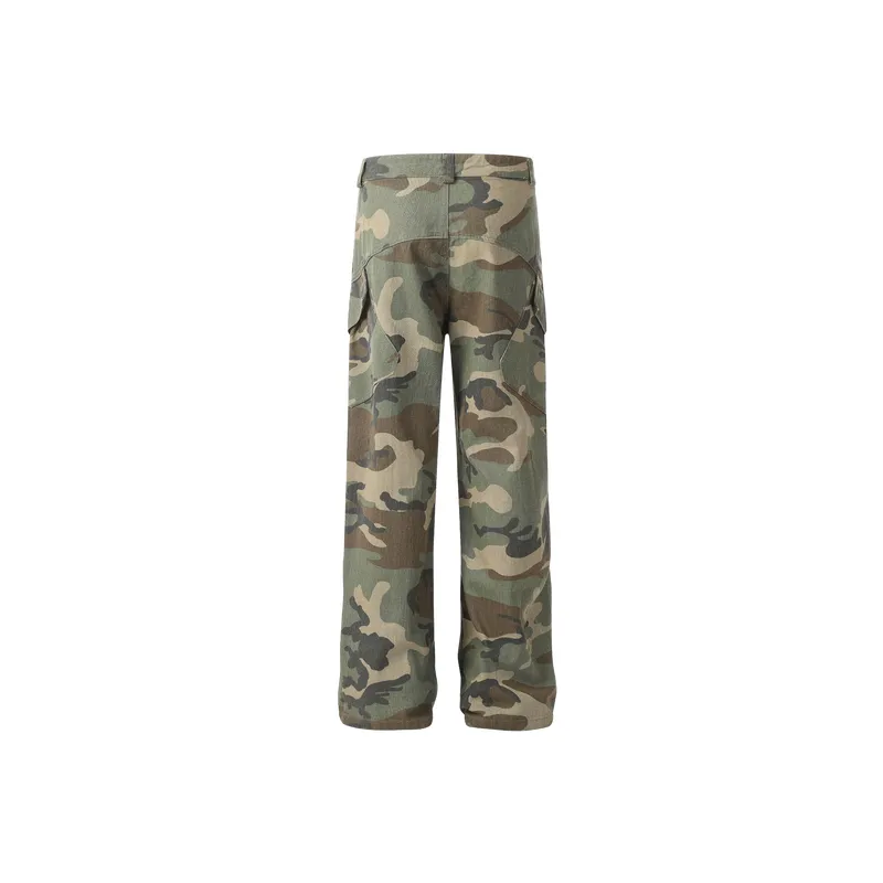 Retro Distress Cotton Cargo Pants-1