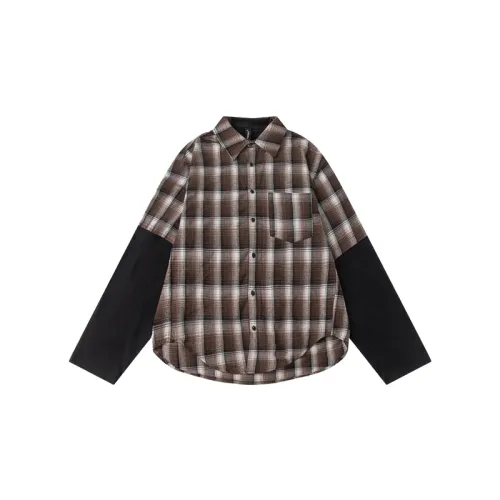 Plaid Stitching Long Sleeve Unique Chic Shirt