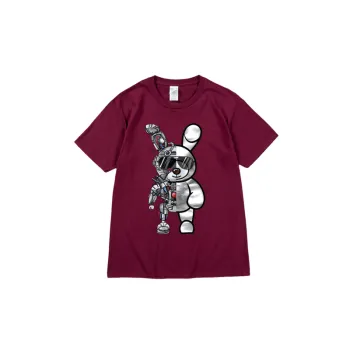 Mechanical Sunglasses Rabbit Printed Gothic Crewneck Loose T shirt