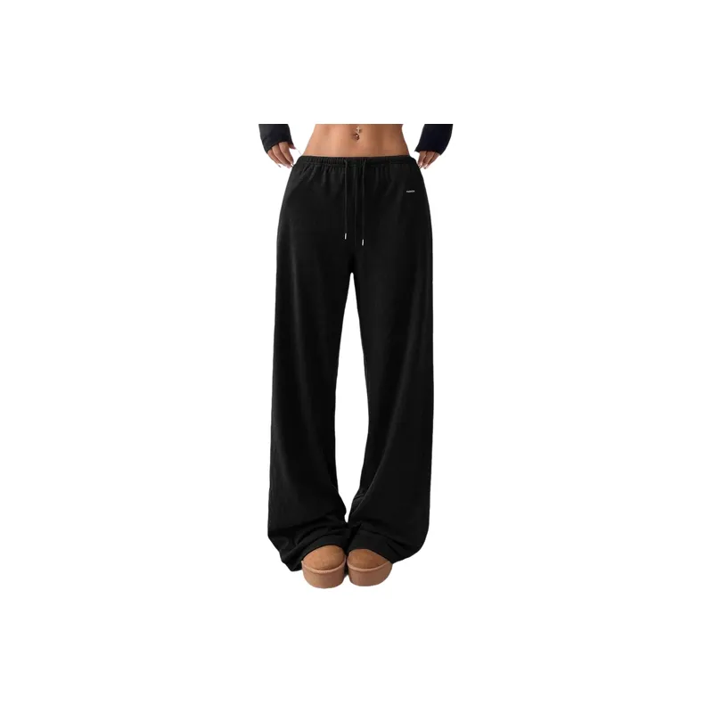 Loose Basics Polyester Casual Pants Women-4