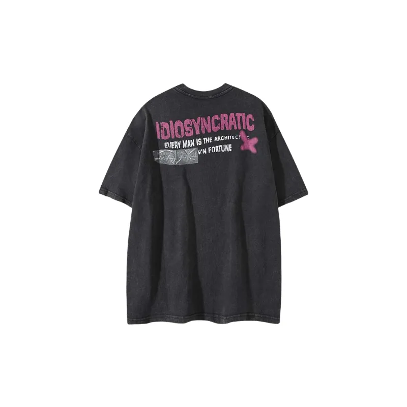 Street Distress Cotton Blended Fabric T Shirt-1