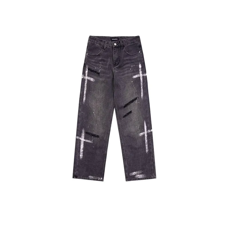 Street Five pointed Star Sticker Loose Wide leg Jeans