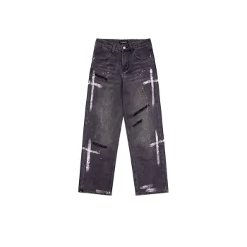 Street Five pointed Star Sticker Loose Wide leg Jeans