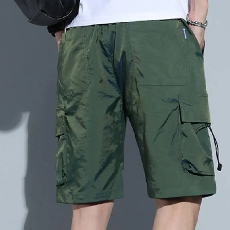 Casual Large Pockets Blended Synthetic Fabrics Cargo Shorts-1