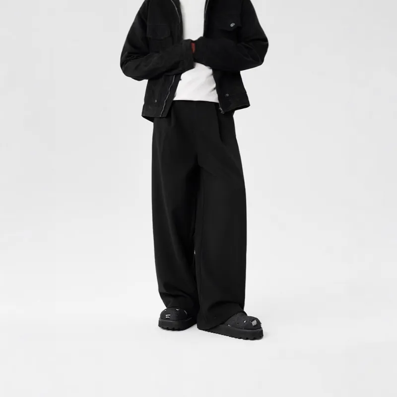 Casual Loose Blended Synthetic Fabrics Suit Trousers-2