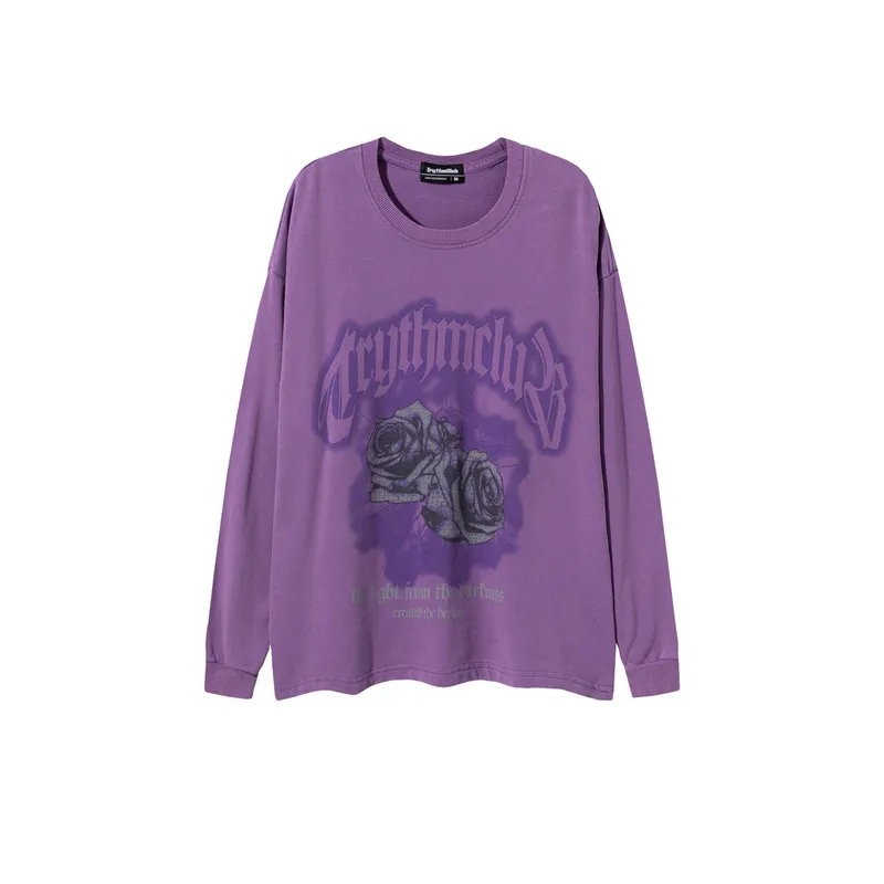 High Street Floral Printed Loose Crewneck Sweatshirt-0