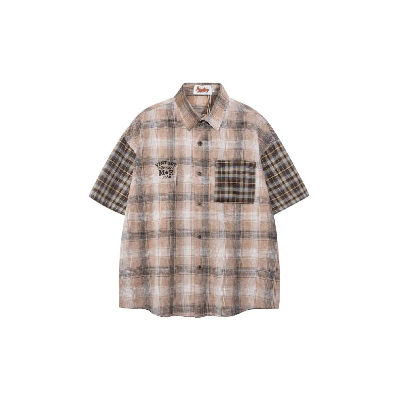 Loose Plaid Cotton Blended Fabric Shirt Unisex-0
