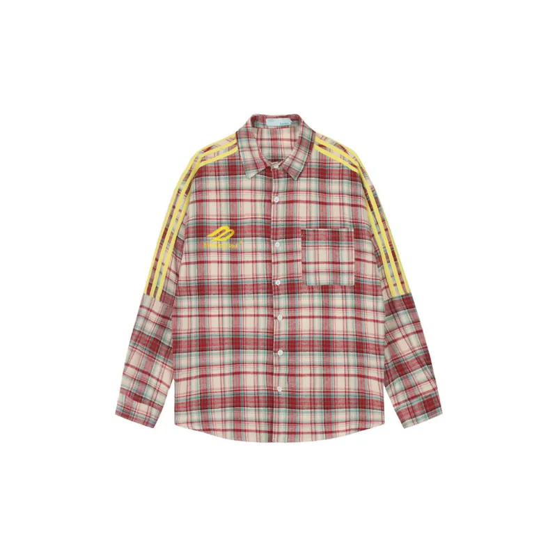 Contrast Color Plaid Shirt-5