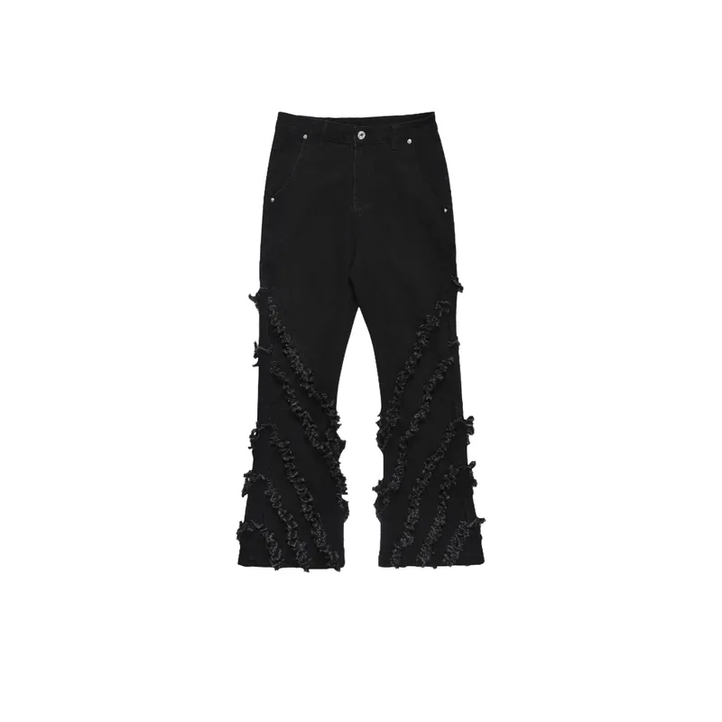 New Deconstructed Fur Edge Niche Design Jeans-0