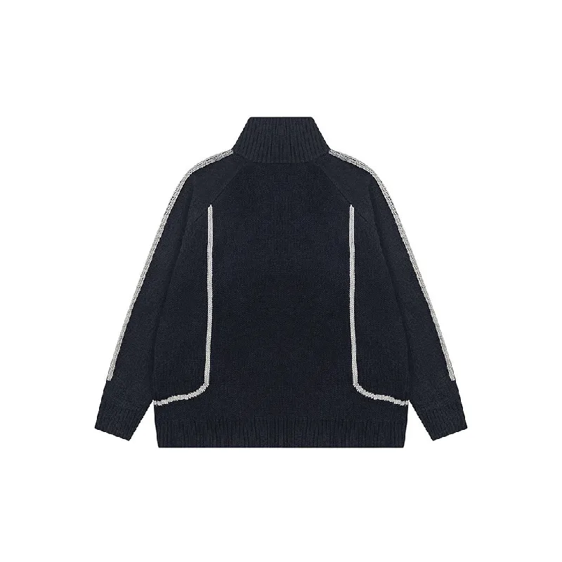 Zipper Embroidery Cotton Blended Fabric Knitwear-1
