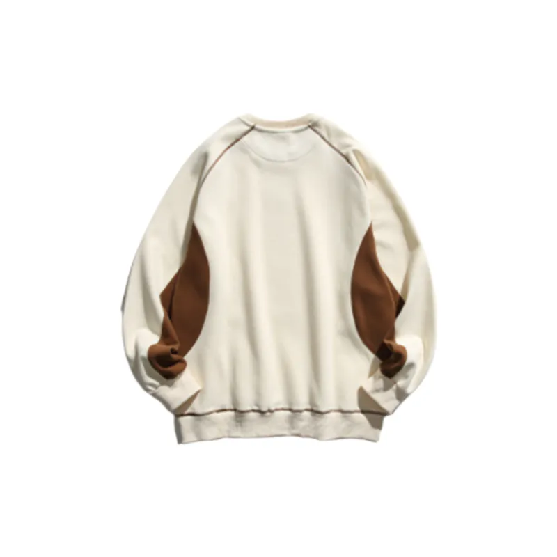 Velvet Raglan Sleeve Color Matching Printed Round Neck Pullover Sweatshirt-1