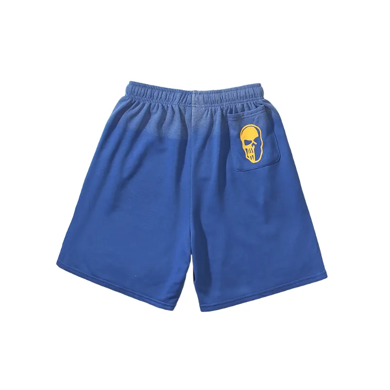 Street Washed Print Cotton Blended Fabric Casual Shorts-1