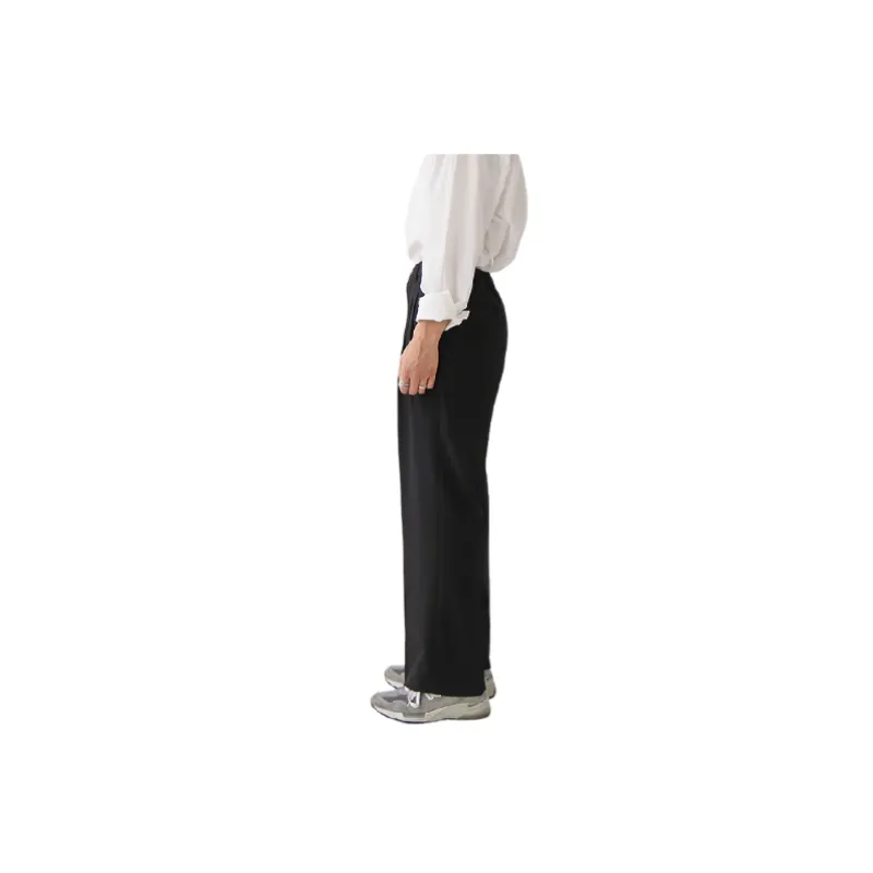 Loose Plain Polyester Suit Trousers-3