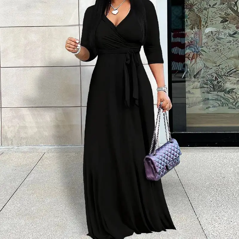 Simple Plain Milk Fiber Dress Women-3