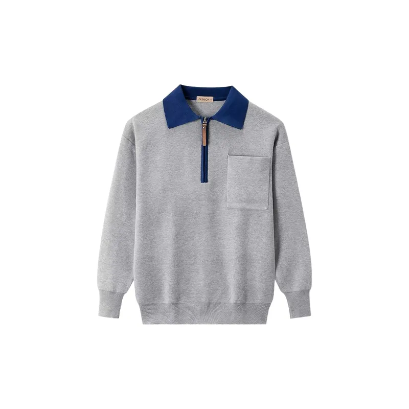 Street Zipper Blended Synthetic Fabrics Polo-3