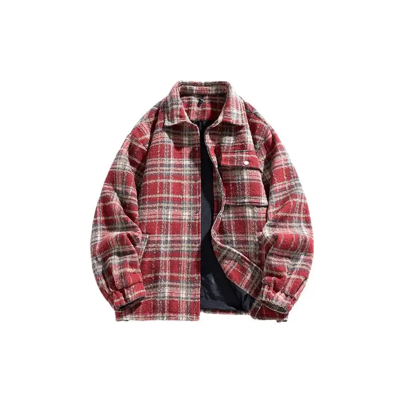 Retro Plaid Woolen Fabric Jacket-0