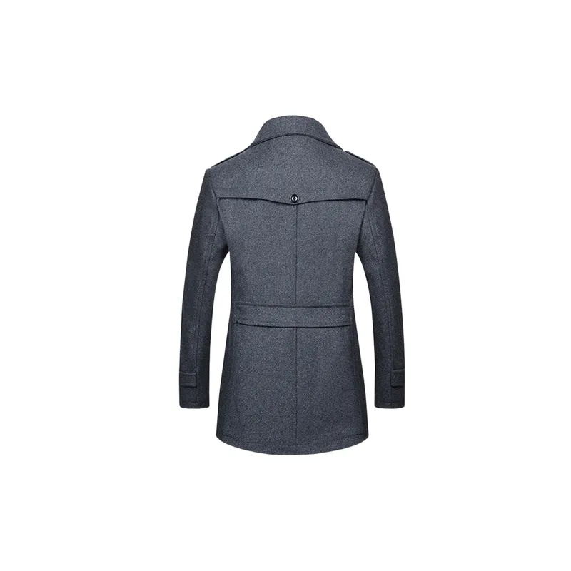 Casual Zipper Woolen Fabric Coat-5