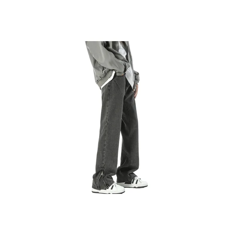 Washed Straight Leg Jeans-8