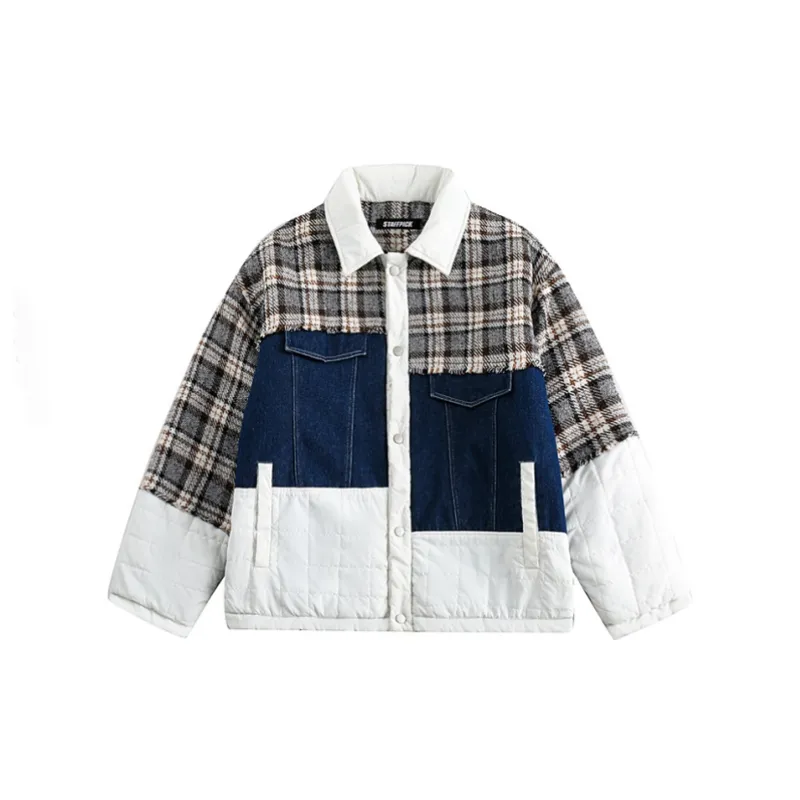 Fashion Vintage Couple Design Sense Stitching Cotton padded Jacket-0