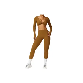 Fashionable Long Sleeve Nylon Spandex Brushed Fabric Fitness Kit Women