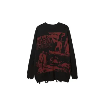 Street Retro Graffiti Figure Jacquard Sweater