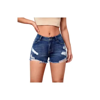 Fashionable Plain Denim Shorts Women