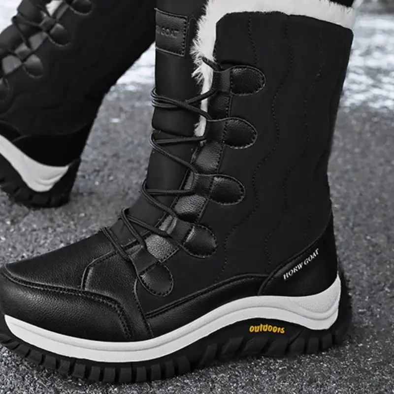 Basics Contrast Faux Fur Snow Boots-2