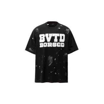 Ripped Loose Cotton Blended Fabric T Shirt