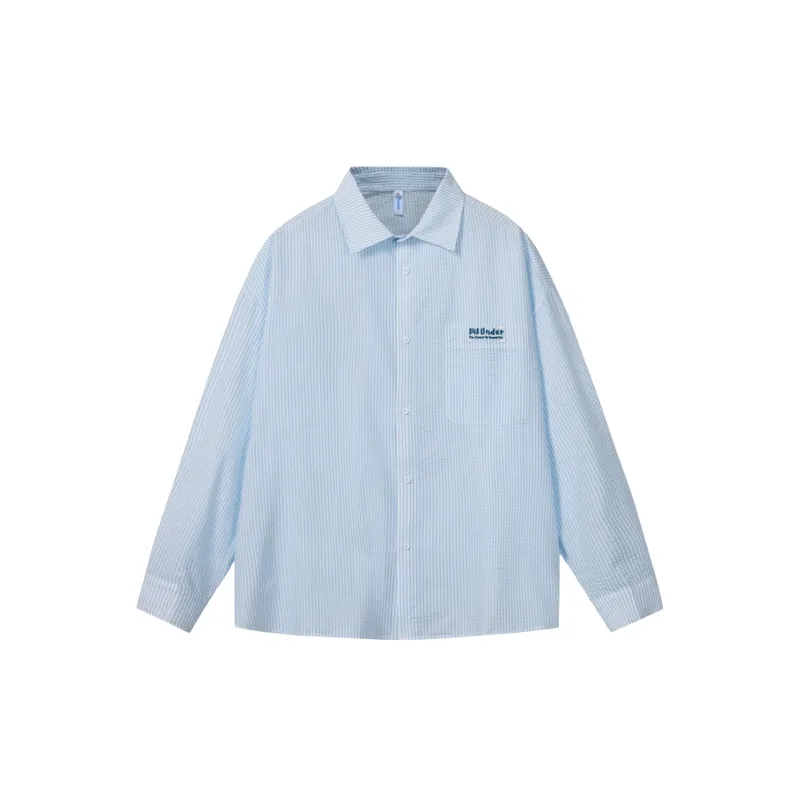Striped Loose 100% Cotton Shirt-0