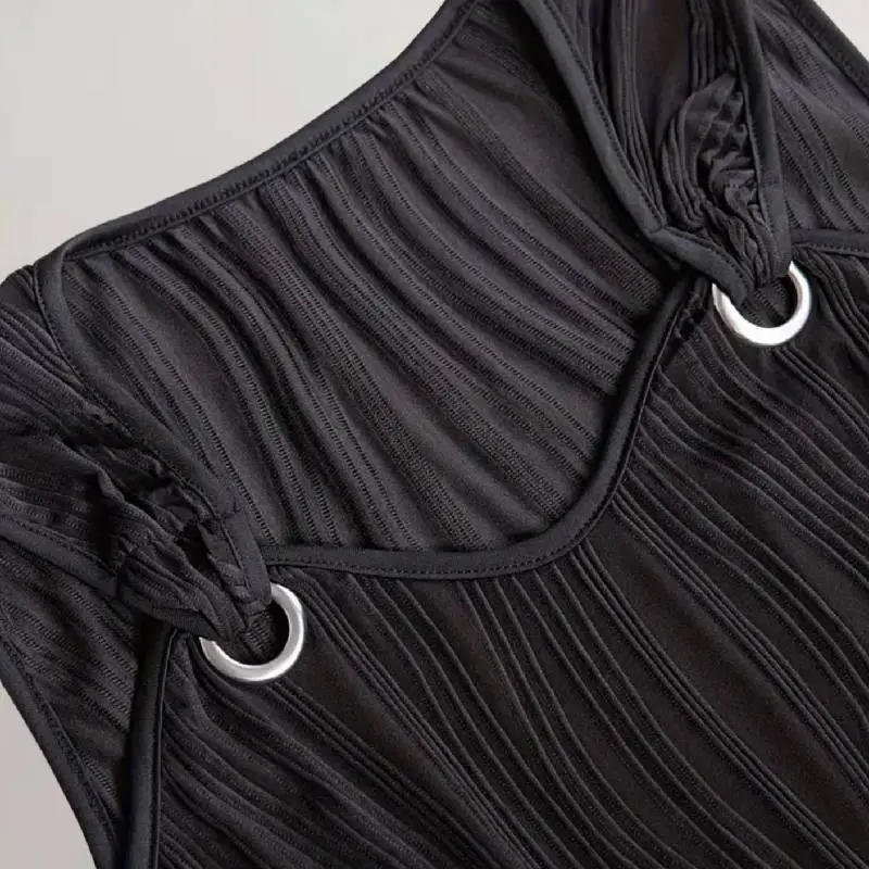 Simple Plain Polyester Dress Women-3