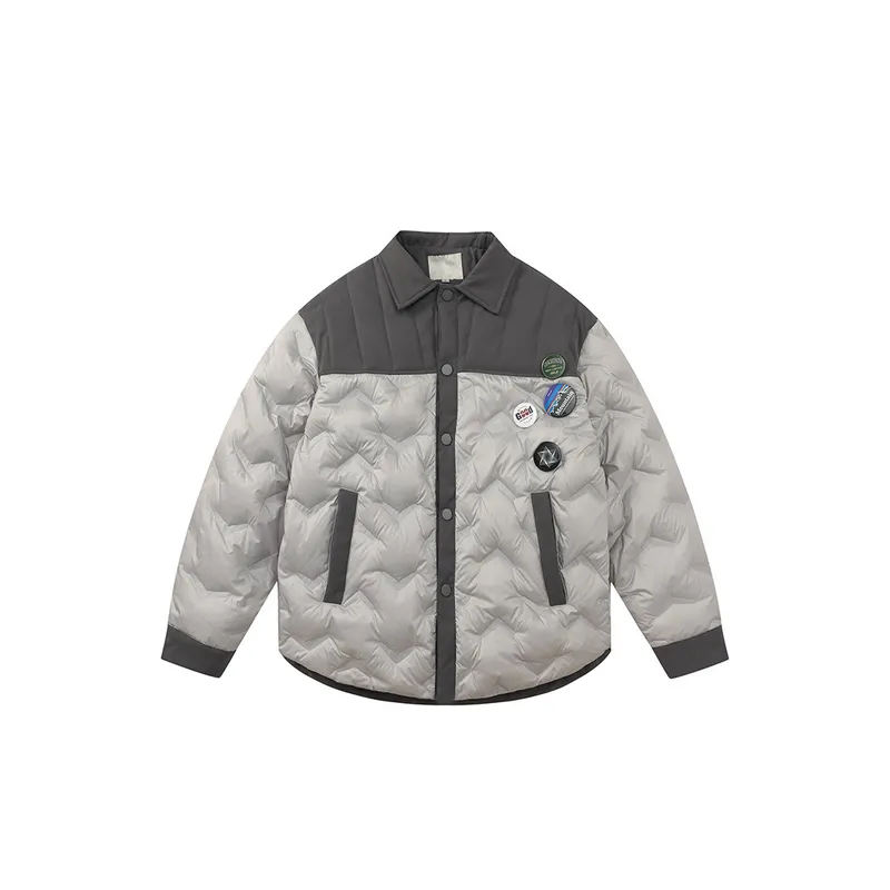 Solid Color Single breasted Lapel Down Jacket-3
