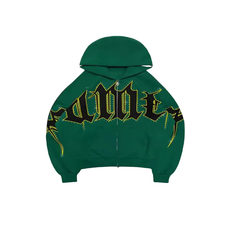 Loose Letter Diamond Print Hoodie Sweater