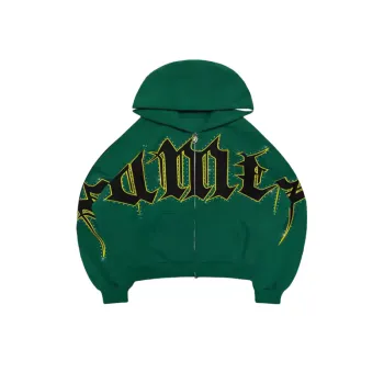 Loose Letter Diamond Print Hoodie Sweater