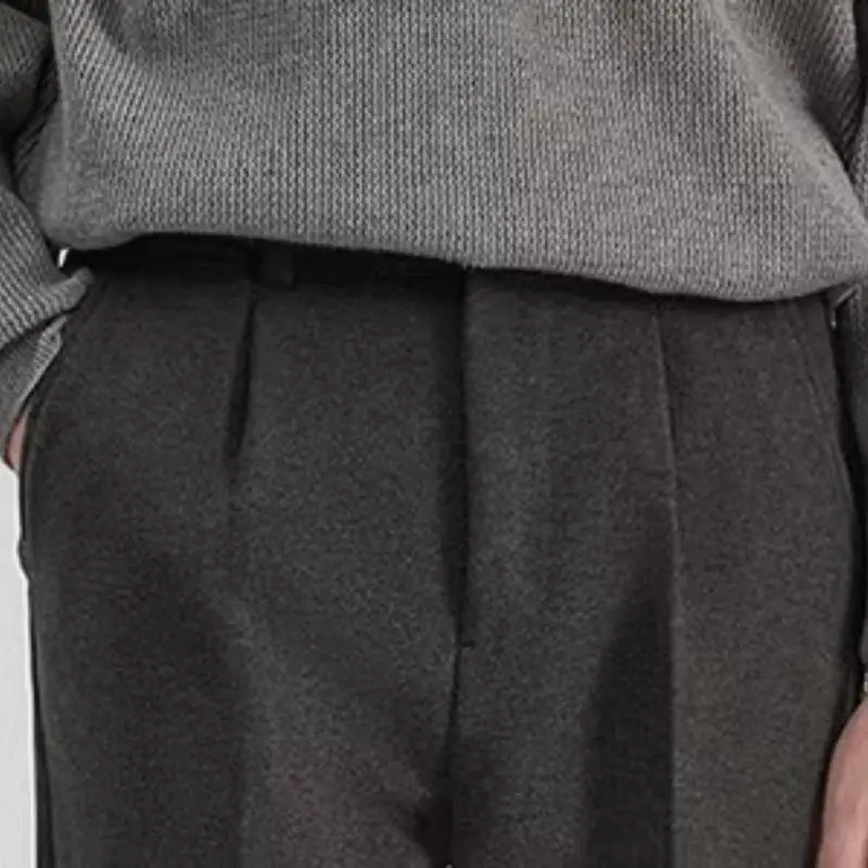 Simple Casual Woolen Fabric Suit Trousers-8